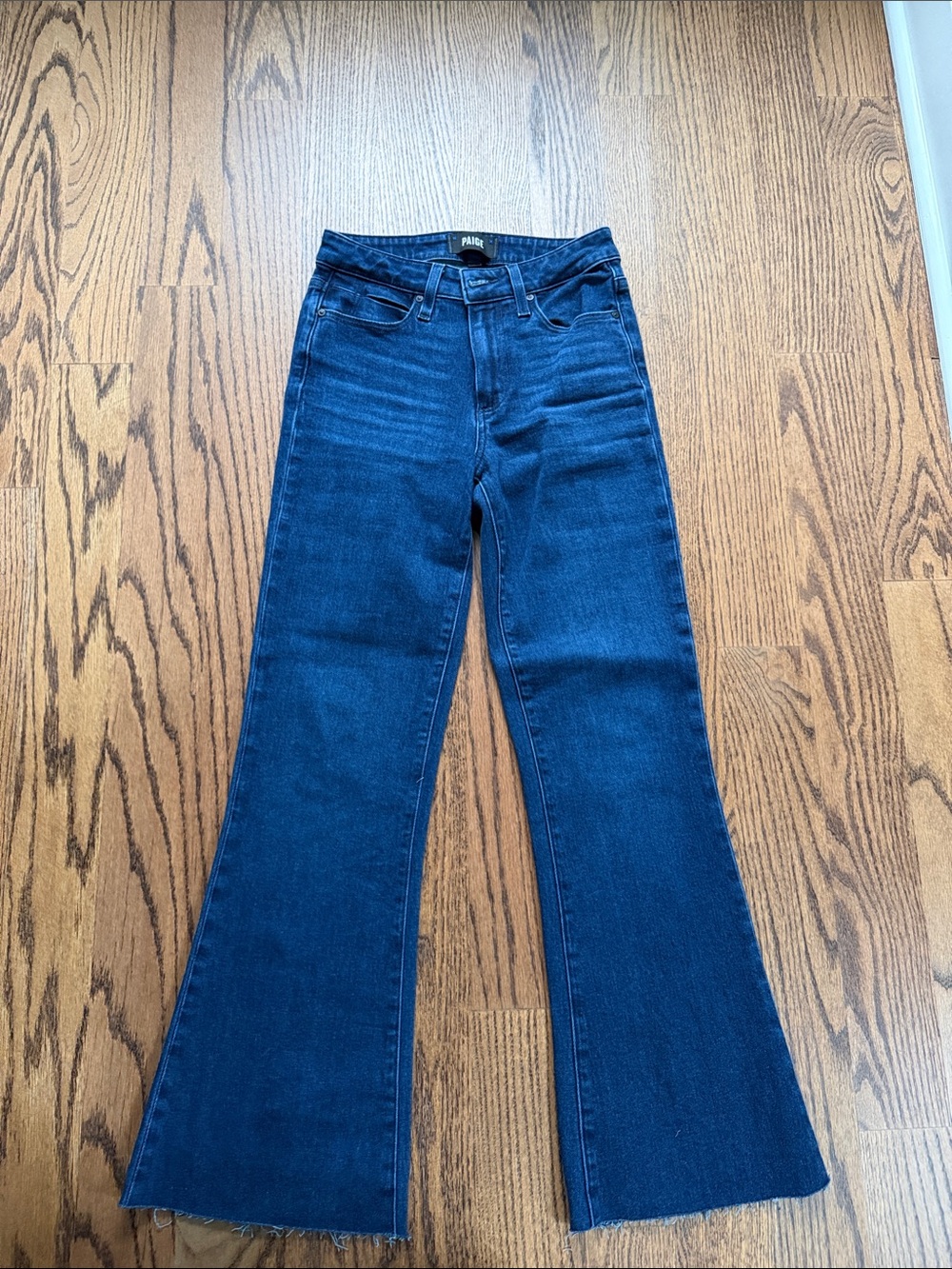 PAIGE Genevieve Deep Blue High-Rise Wide-Leg Jeans